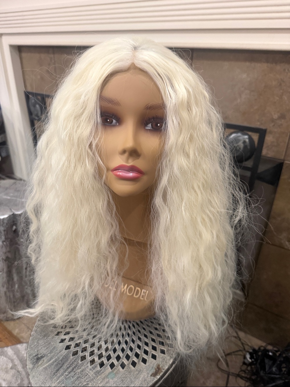 Blonde Wavy Lace Front Wig - Natural Platinum Blonde 30 inch Wig